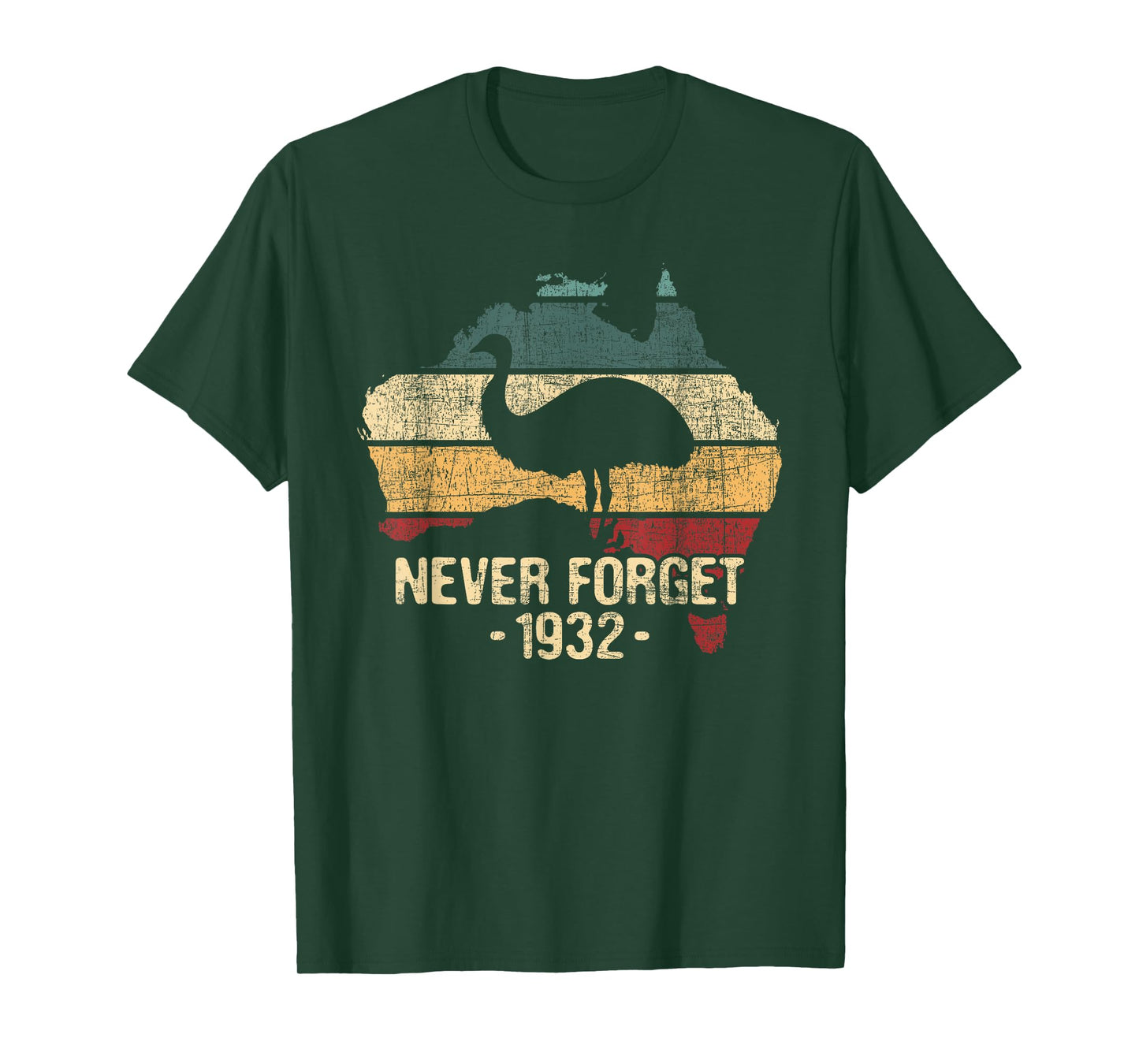Funny Emu Shirts Never Forget 1932 Emu War Unisex Adults Emu Lover Zookeeper T-Shirt Black Medium