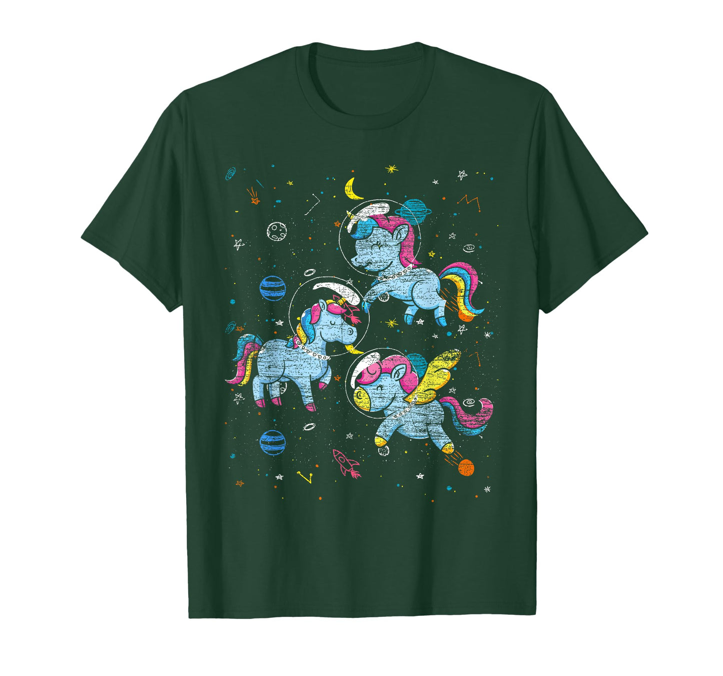 Astronaut Outer Space Planets Magical Girls Gift Unicorn T-Shirt
