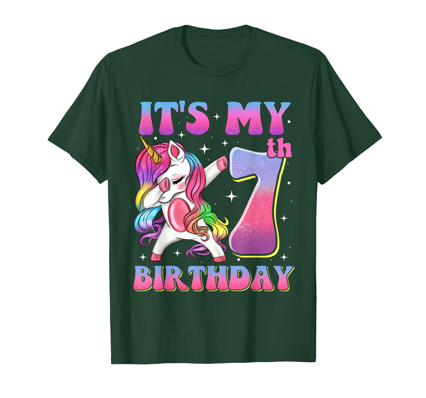 It's My 7th Birthday Dabbing Unicorn 7 Year Old Girls Kids T-Shirt