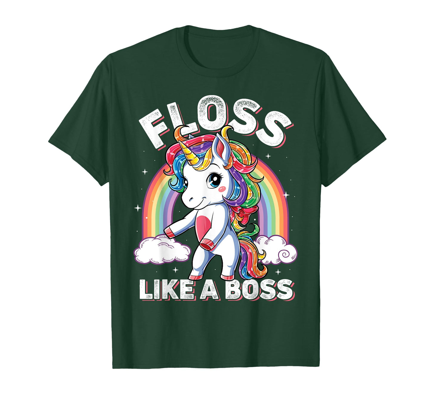 Unicorn Floss Like A Boss T shirt Girls Rainbow Flossing Tee T-Shirt