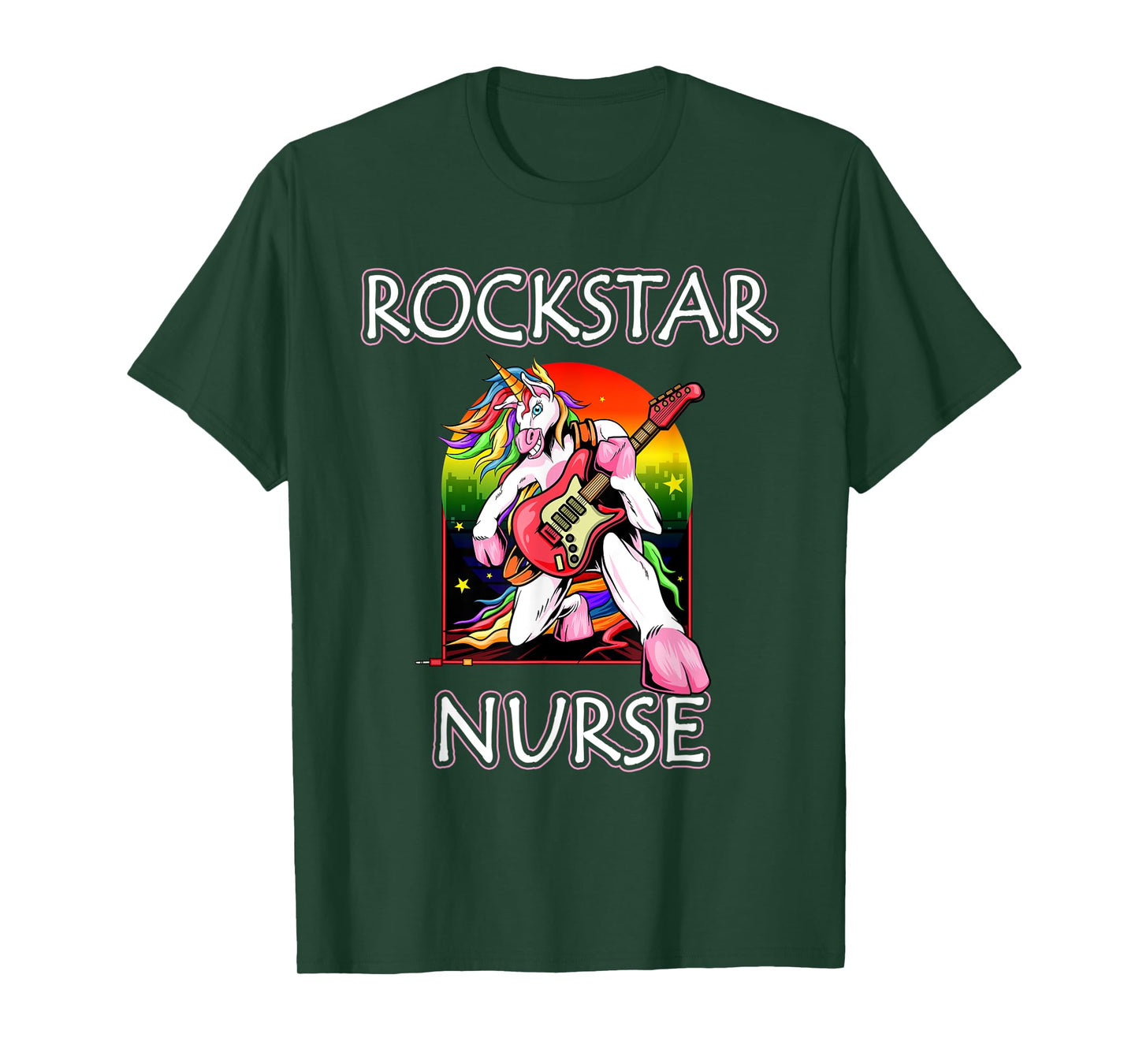 Unicorn Nurse Rockstar Rock Guitar Music Band Nursing T-Shirt