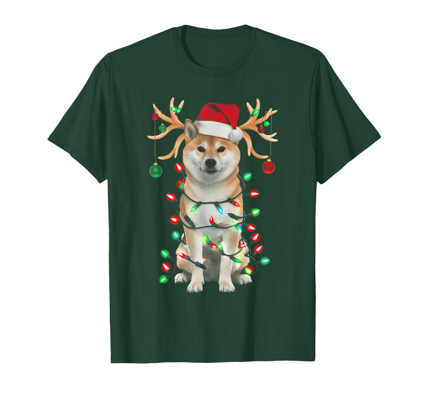Shiba Inu Christmas Tree Shirt Shiba Inu Santa Hat Lover T-Shirt