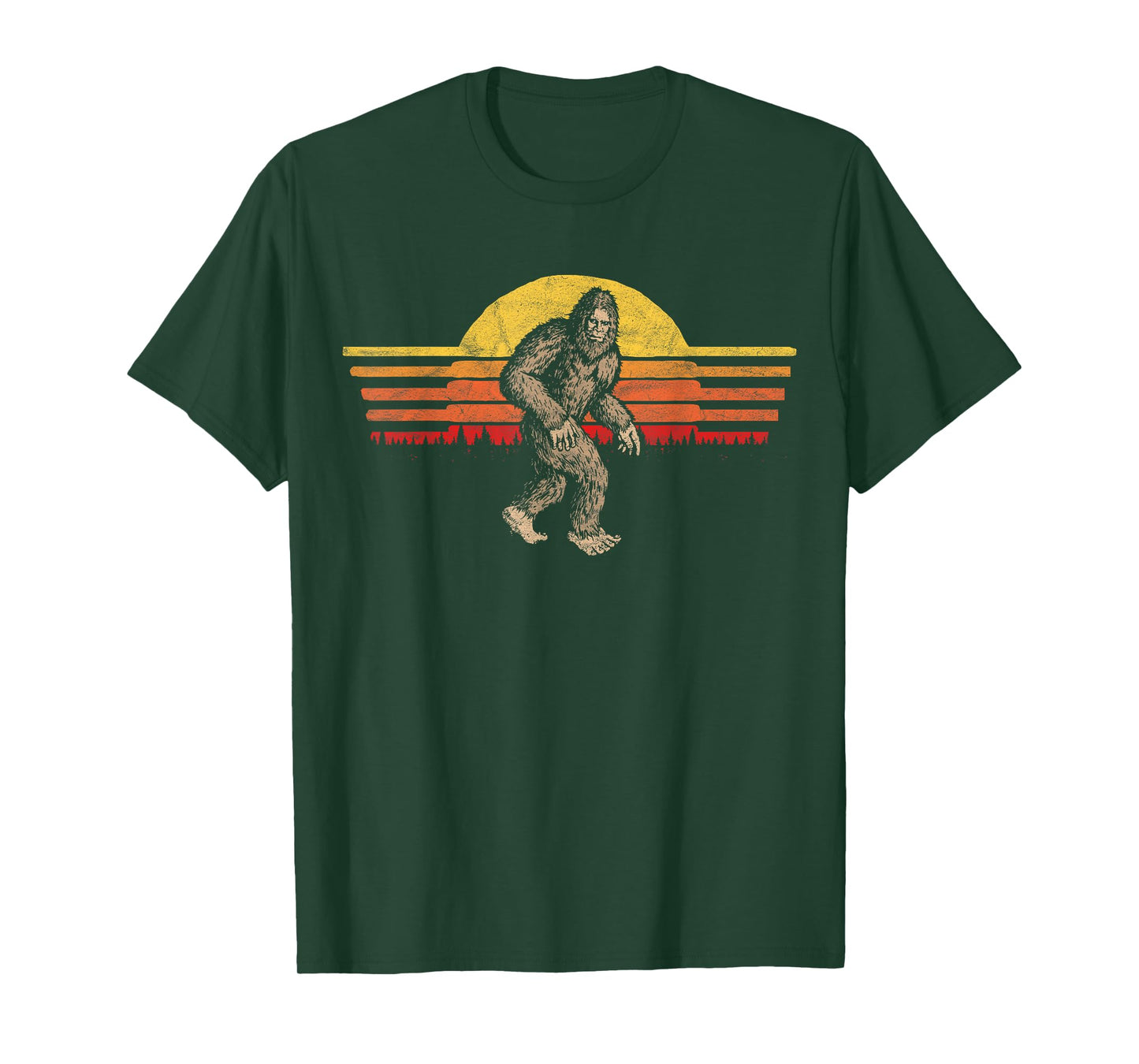 Bigfoot Distressed Eighties Sunset Vintage Sasquatch Sun T-Shirt