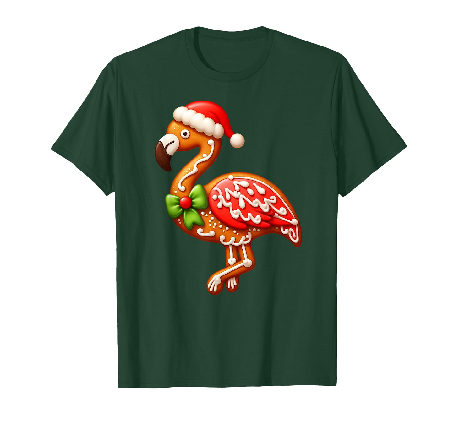 Funny Gingerbread Man Flamingo Christmas Womens Mens Kids T-Shirt