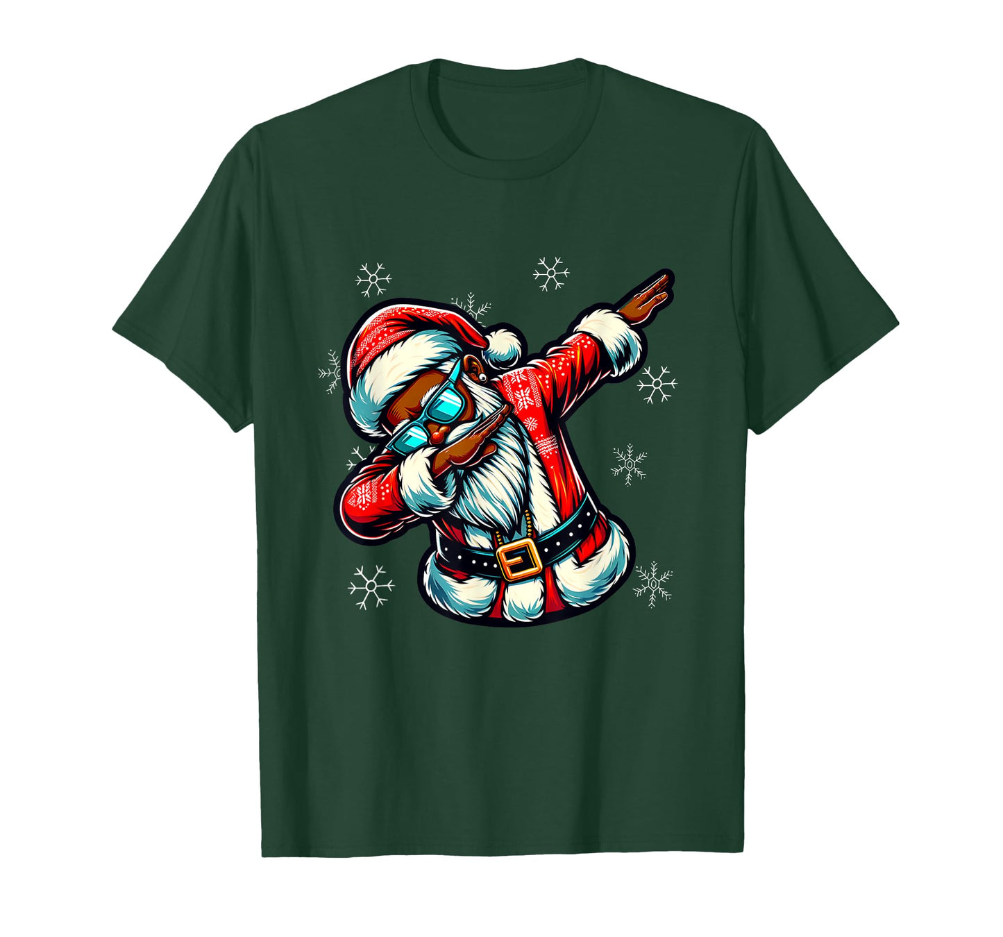 Black African American Christmas Dabbing Santa Claus PJ T-Shirt