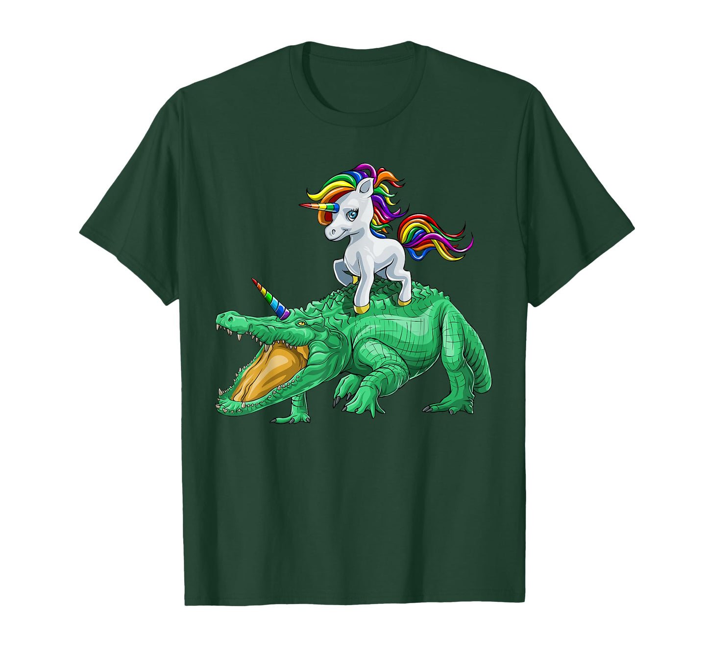 Unicorn Riding Crocodile Alligator Reptile Animal T-Shirt