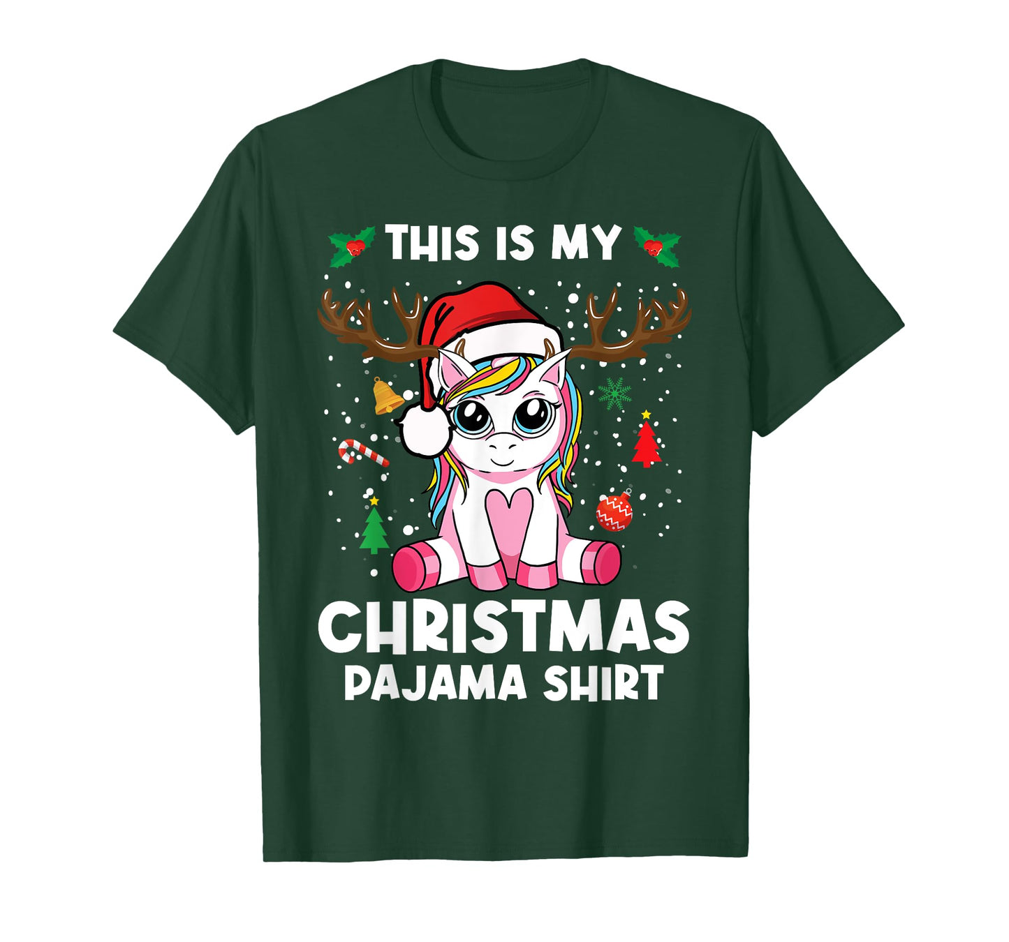 This Is My Christmas Pajama Shirt Girls Unicorn Christmas T-Shirt