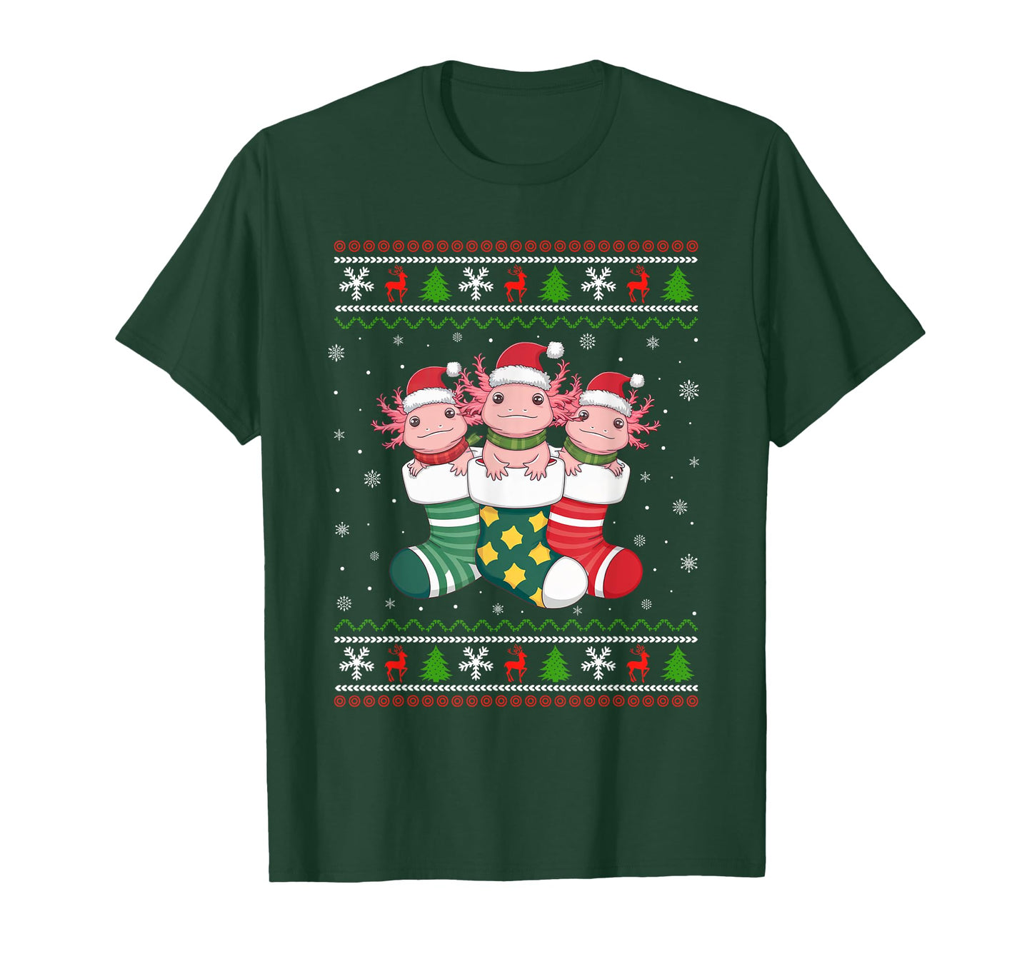 Ugly Xmas Sweater Axolotl In Christmas Socks T-Shirt