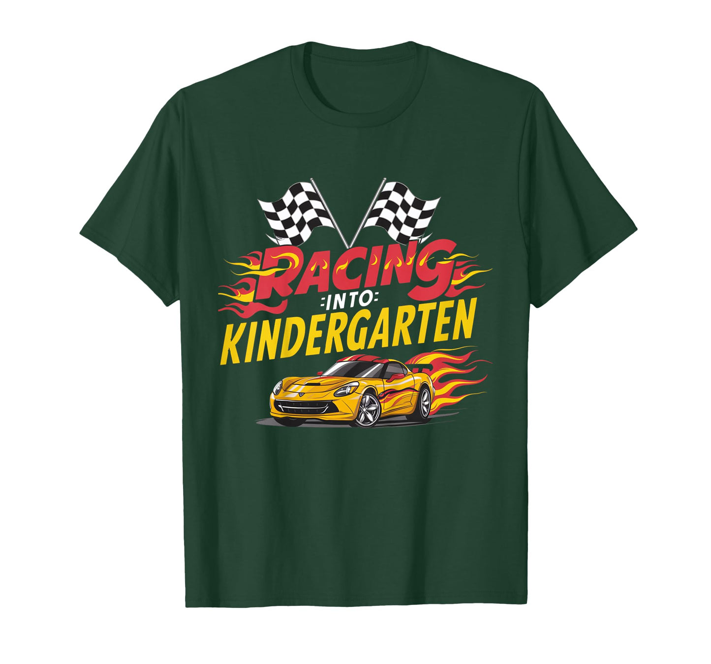 Kids Hello First Day of Kindergarten Racing Car Back to School T-Shirt