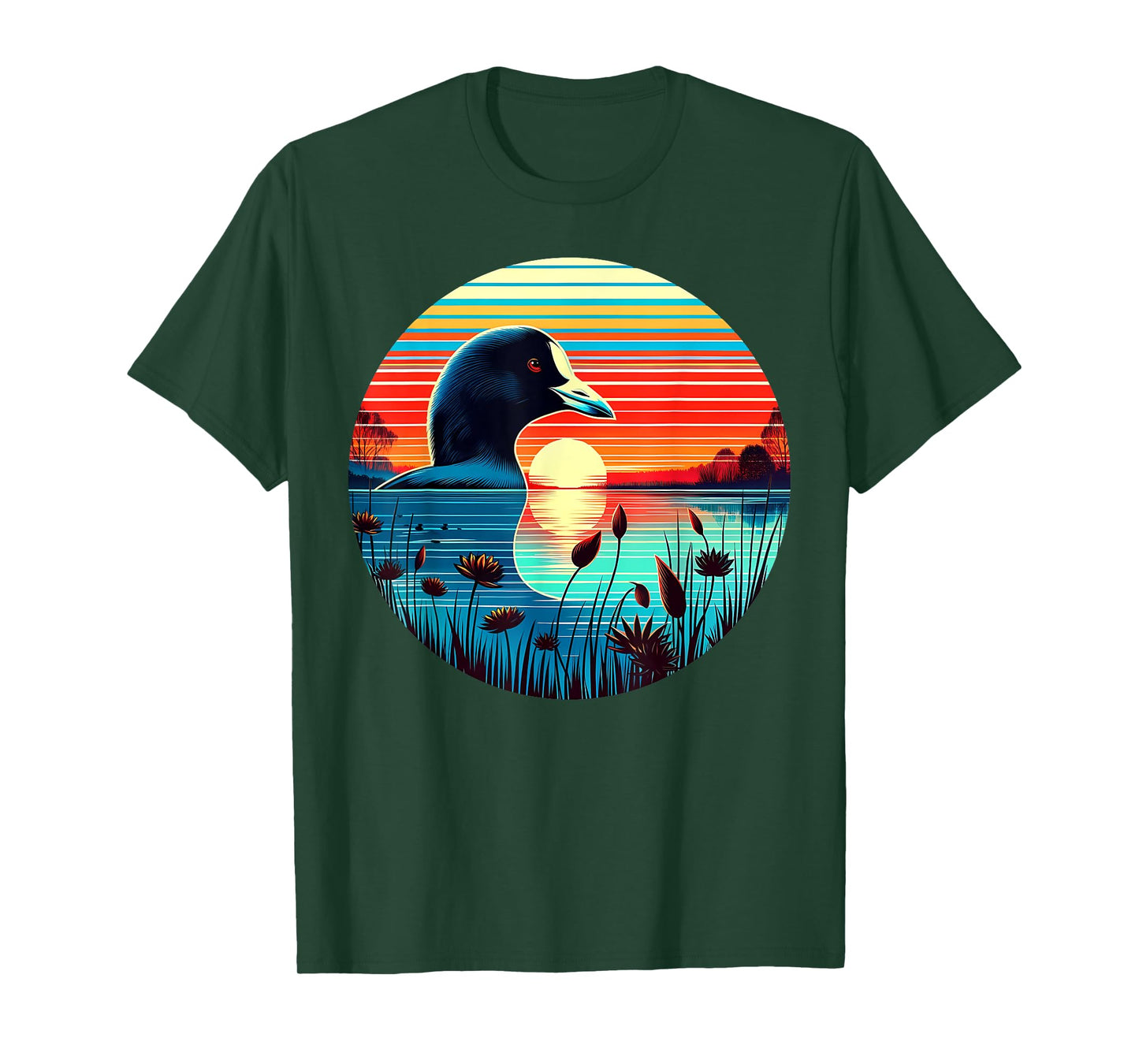 Coot Bird Sunset Retro Style Safari Vintage 70s T-Shirt
