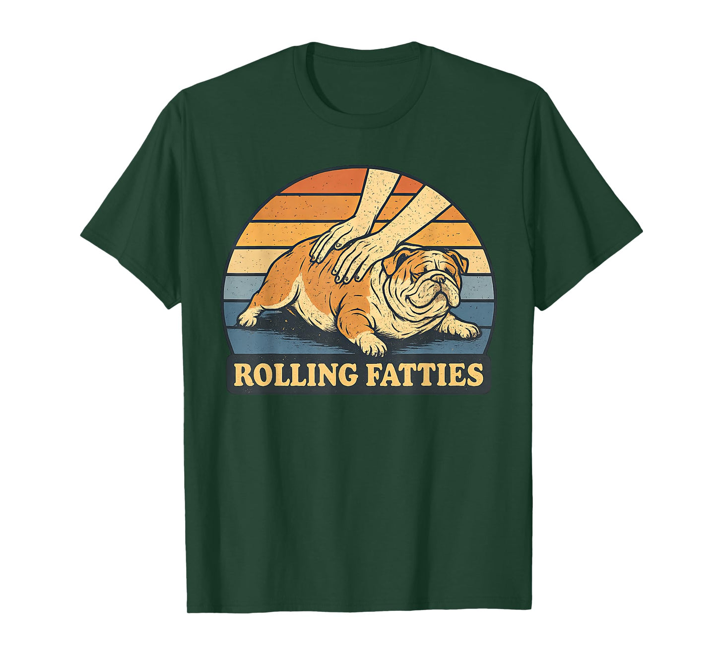 English Bulldog Rolling Fatties Pun Joke Dog Lover Men Women T-Shirt