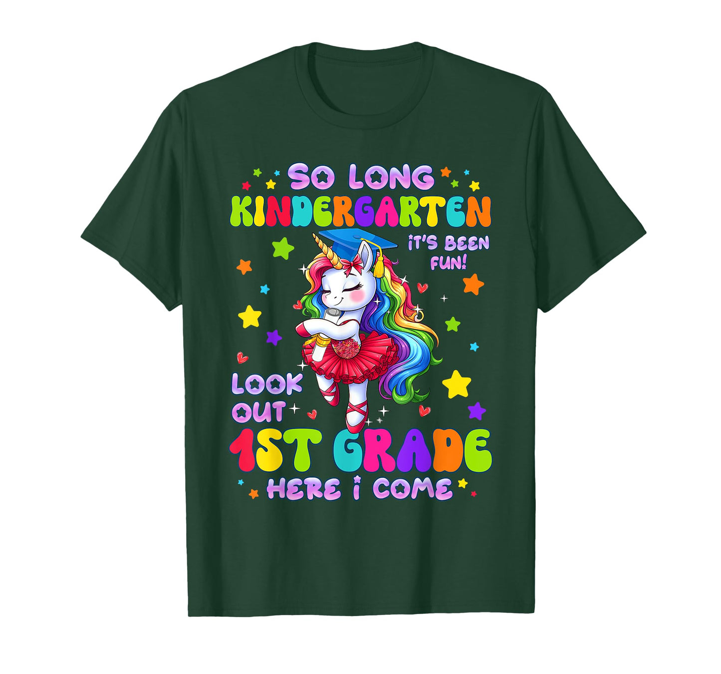 Kindergarten Graduation 2025 Graduate Girls Unicorn 1st Grad T-Shirt