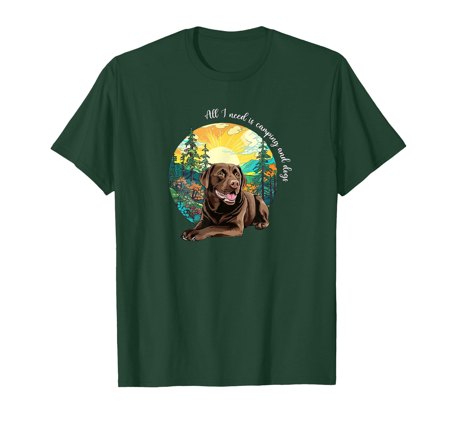 Funny Cute Mens Womens Camping Chocolate Lab Dog Lover T-Shirt