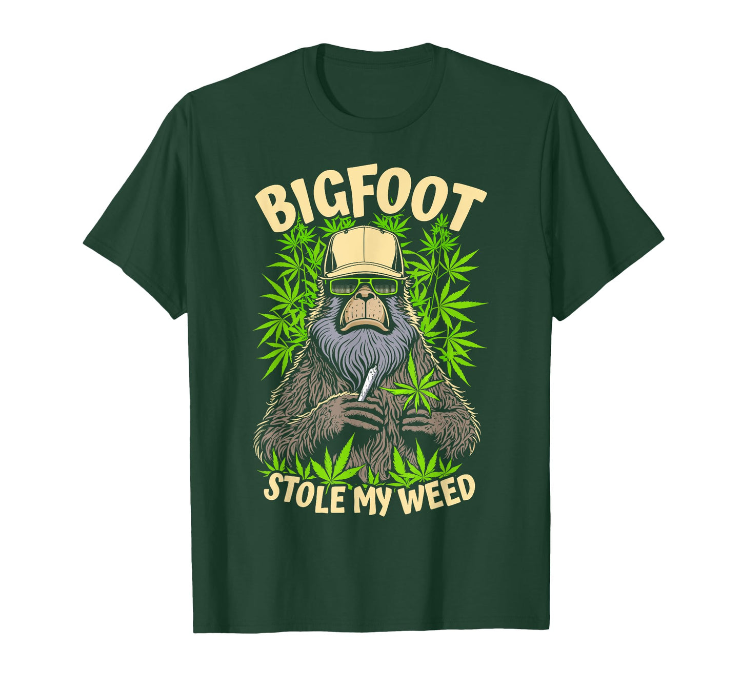 Bigfoot Stole My Weed Funny Sasquatch Stoner Cannabis Blunt T-Shirt