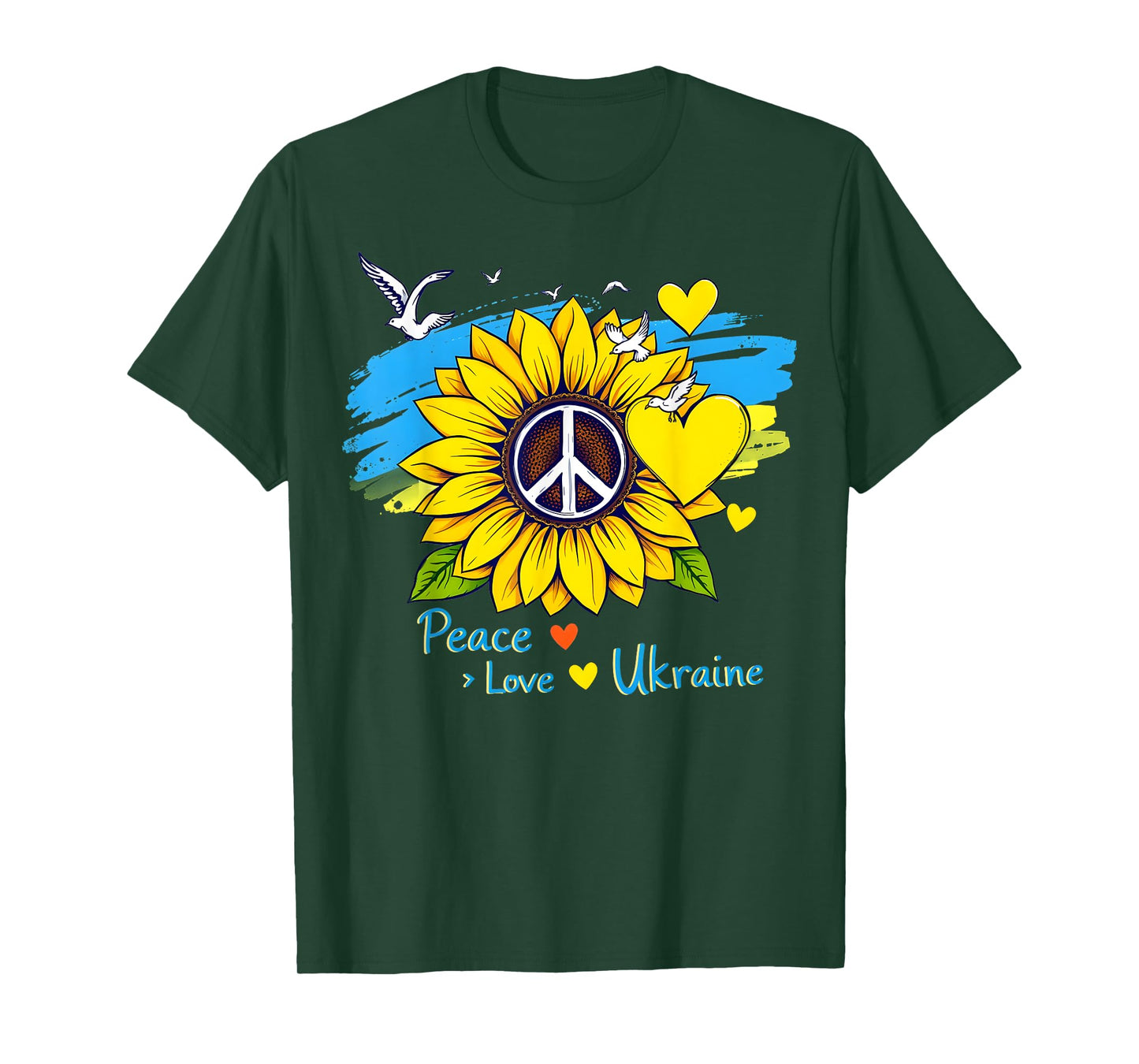 Sunflower Ukraine Flag Map Peace Love Ukraine Ukrainian T-Shirt