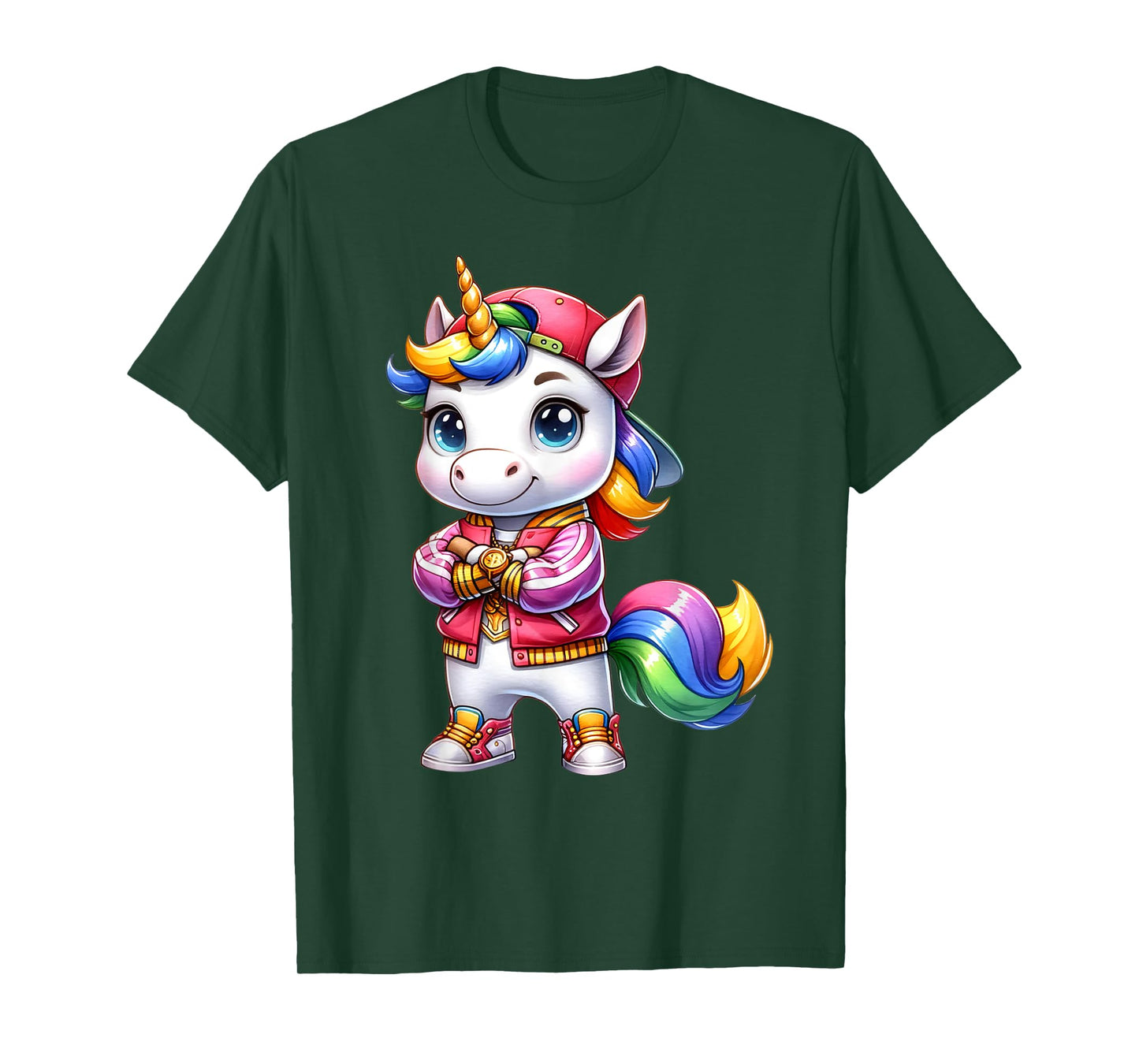 Hip Hop Unicorn Rainbow Swag Kids Fun T-Shirt