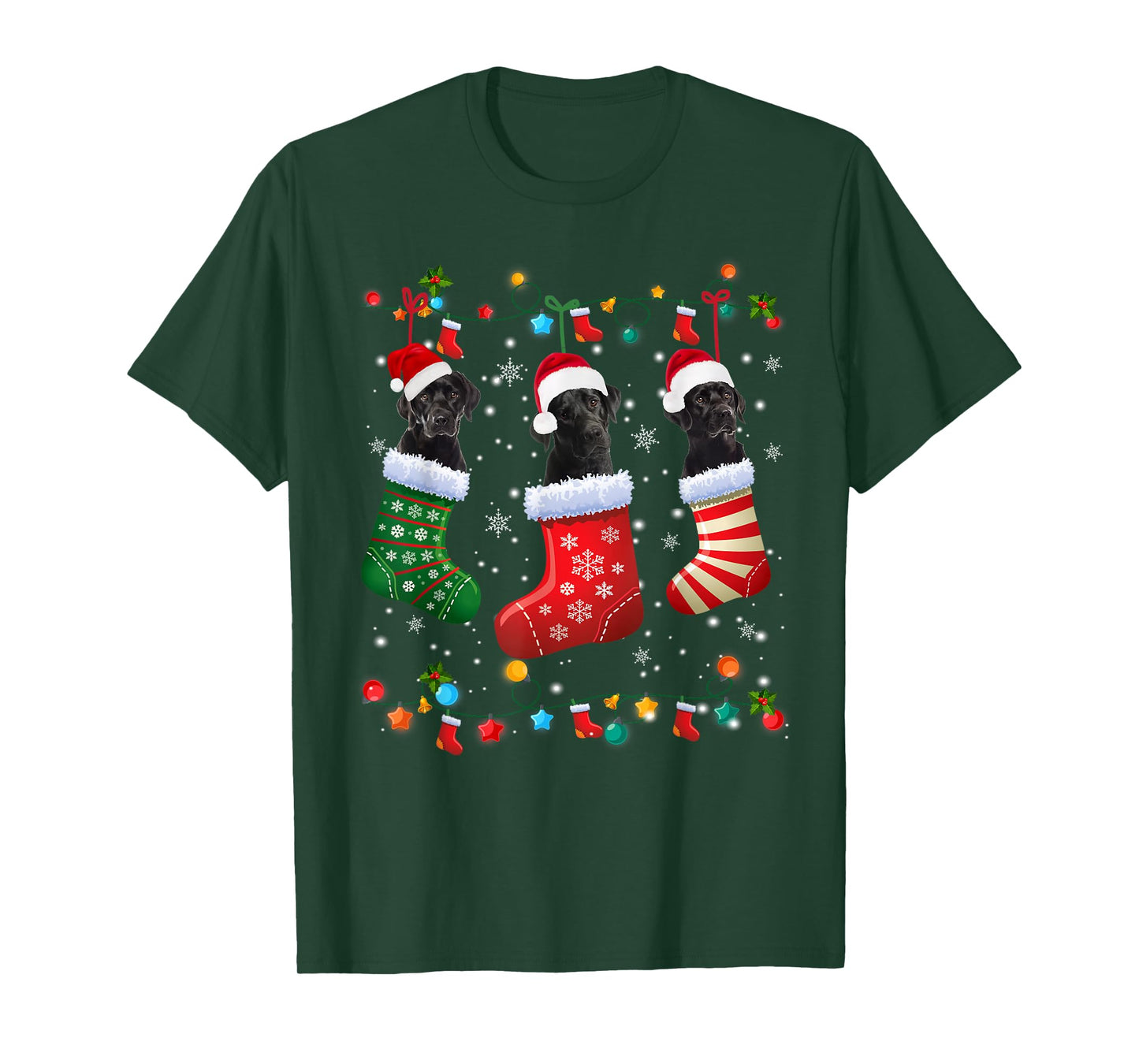 Christmas Socks Pajama Black Lab Labrador Dog Puppy Lover T-Shirt