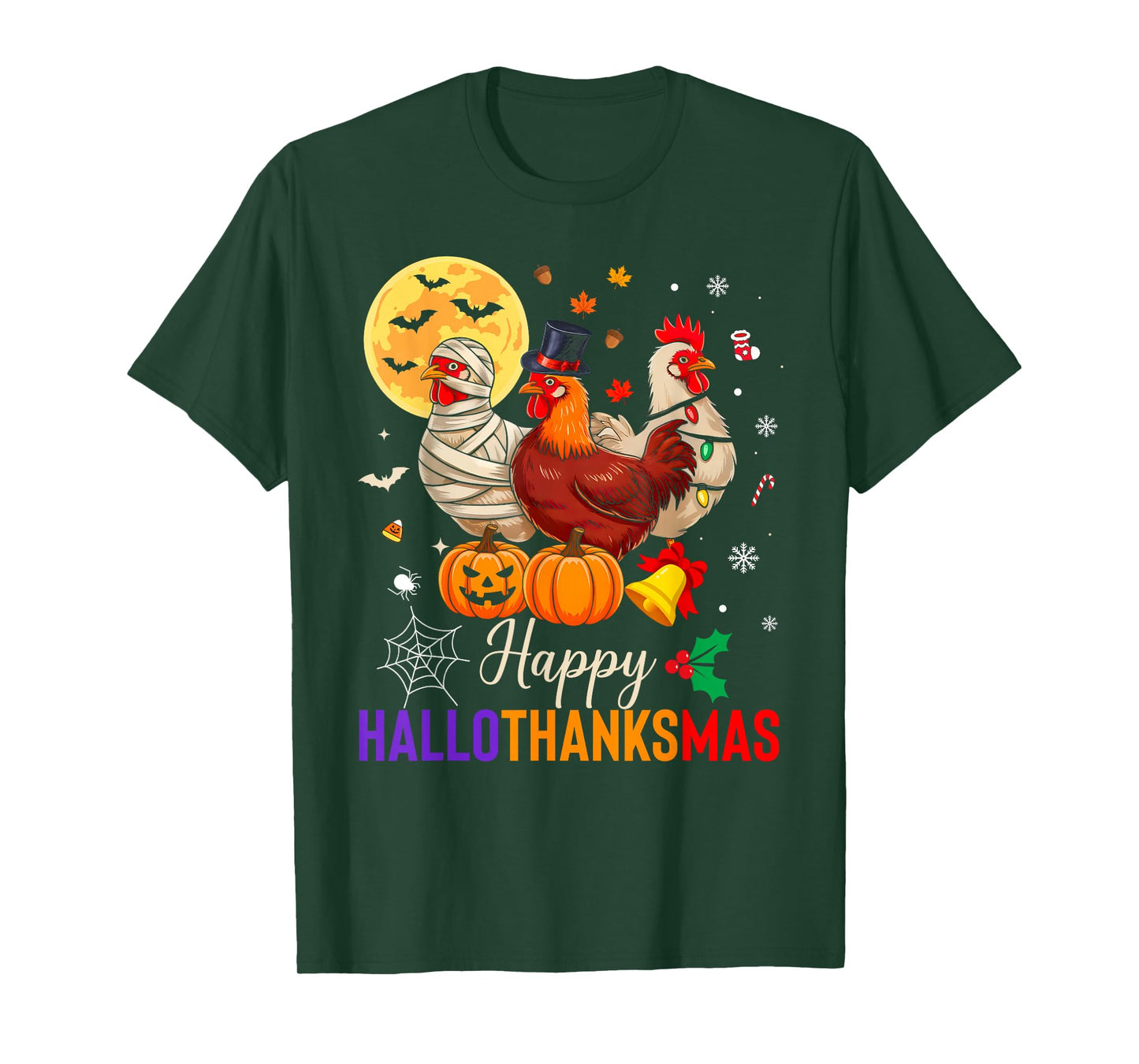 Chicken Halloween Thanksgiving Xmas Happy Hallothanksmas T-Shirt