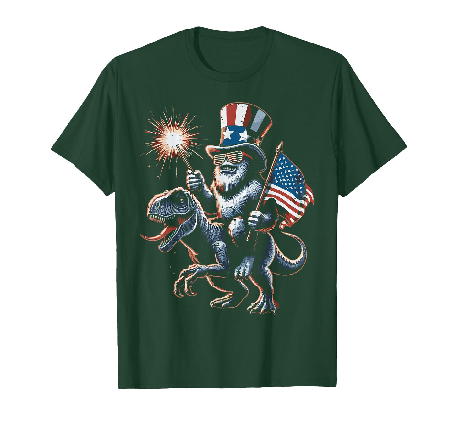 4th Of July Bigfoot Dino Trex American Boys Kids Youth T-Shirt