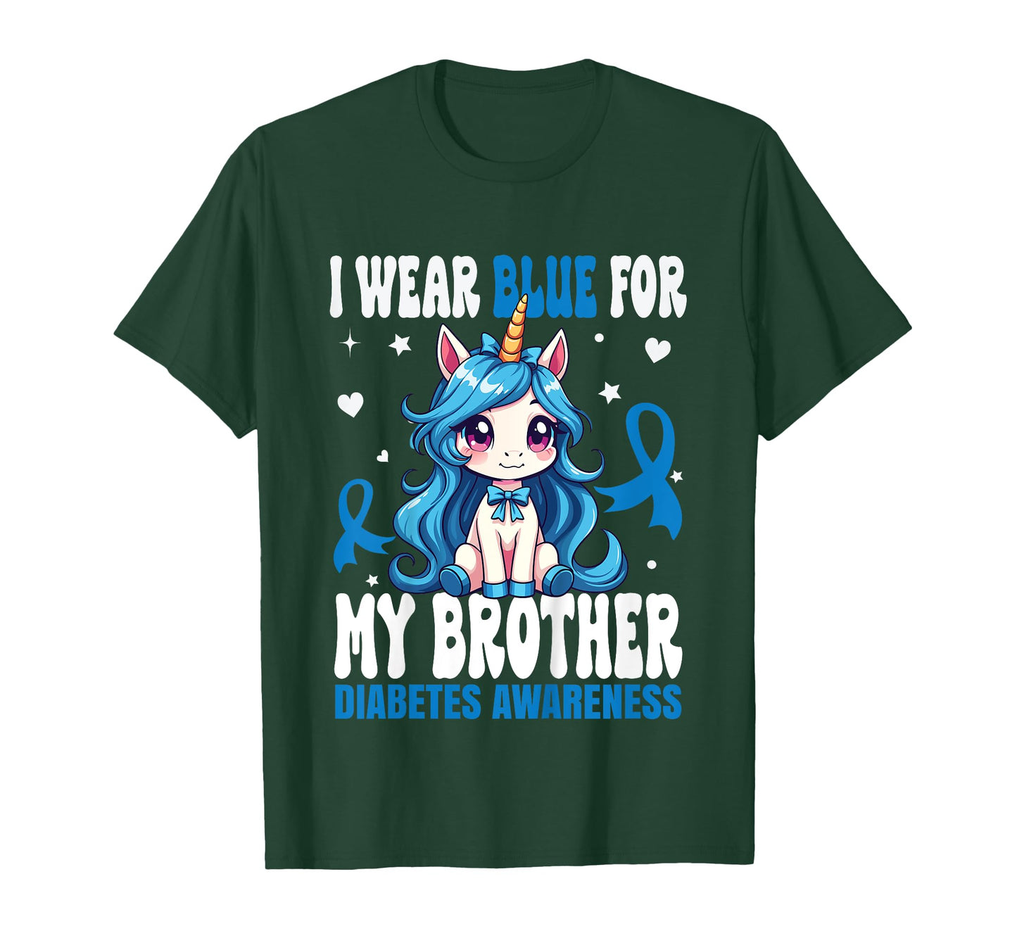 Kids I Wear Blue For My Brother Diabetes Awareness T1D Diabetes T-Shirt