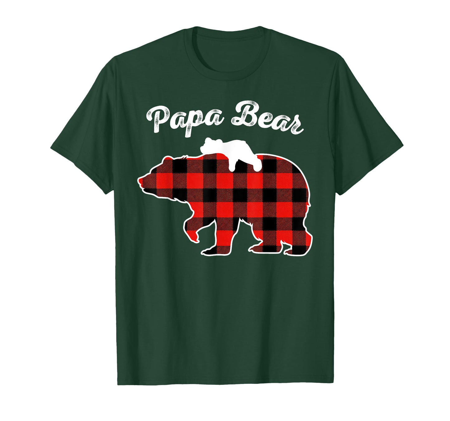 Papa Bear Flannel Red Plaid Pajama Family Matching XMAS T-Shirt