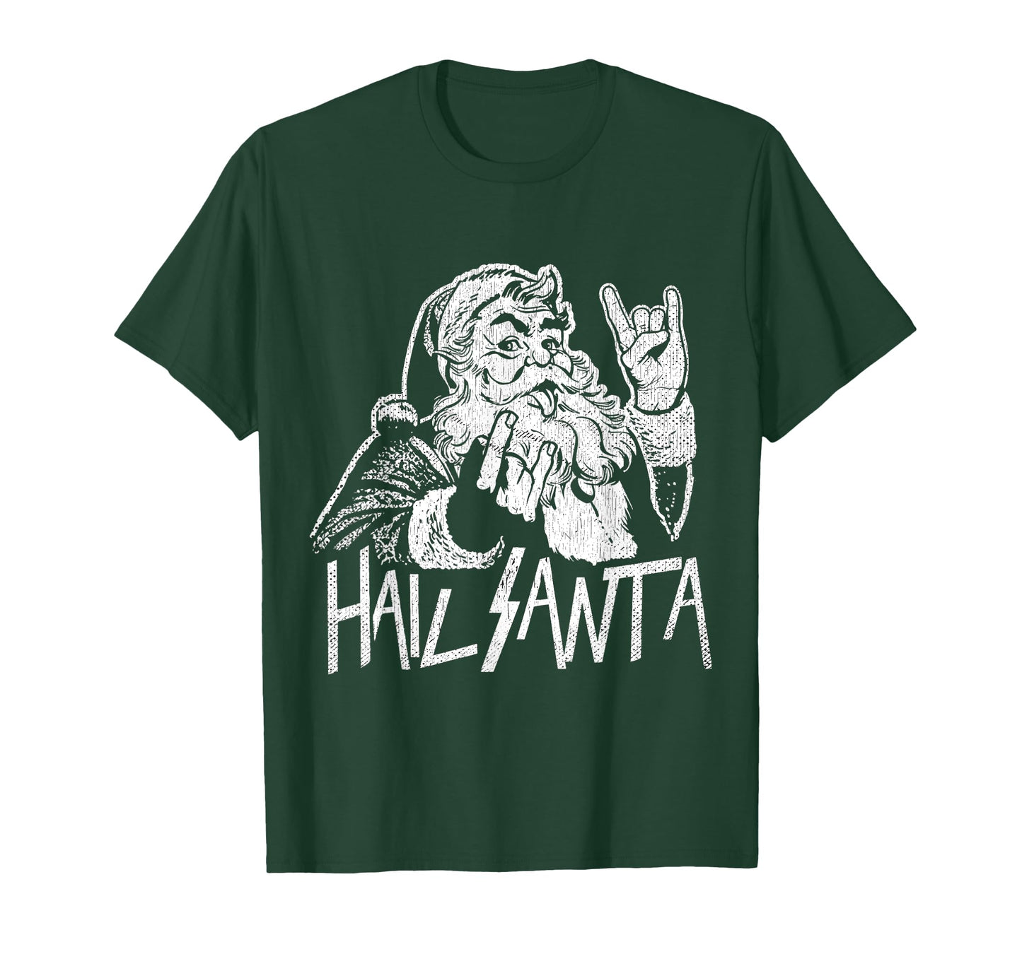 Hail Santa Heavy Metal Goth Sarcastic Rock Band Christmas T-Shirt