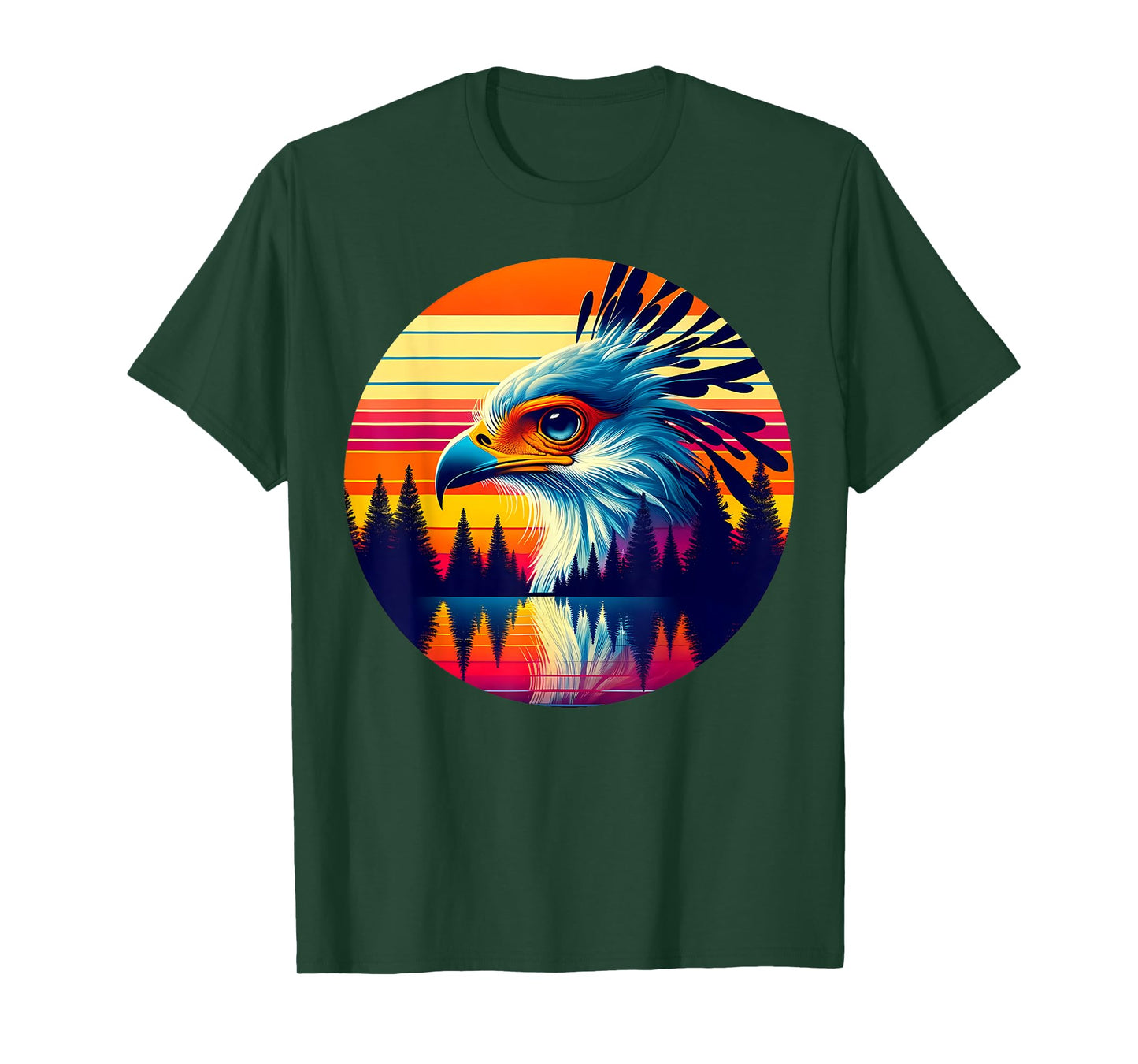 Secretary Bird Sunset Retro Style Safari Vintage 70s T-Shirt