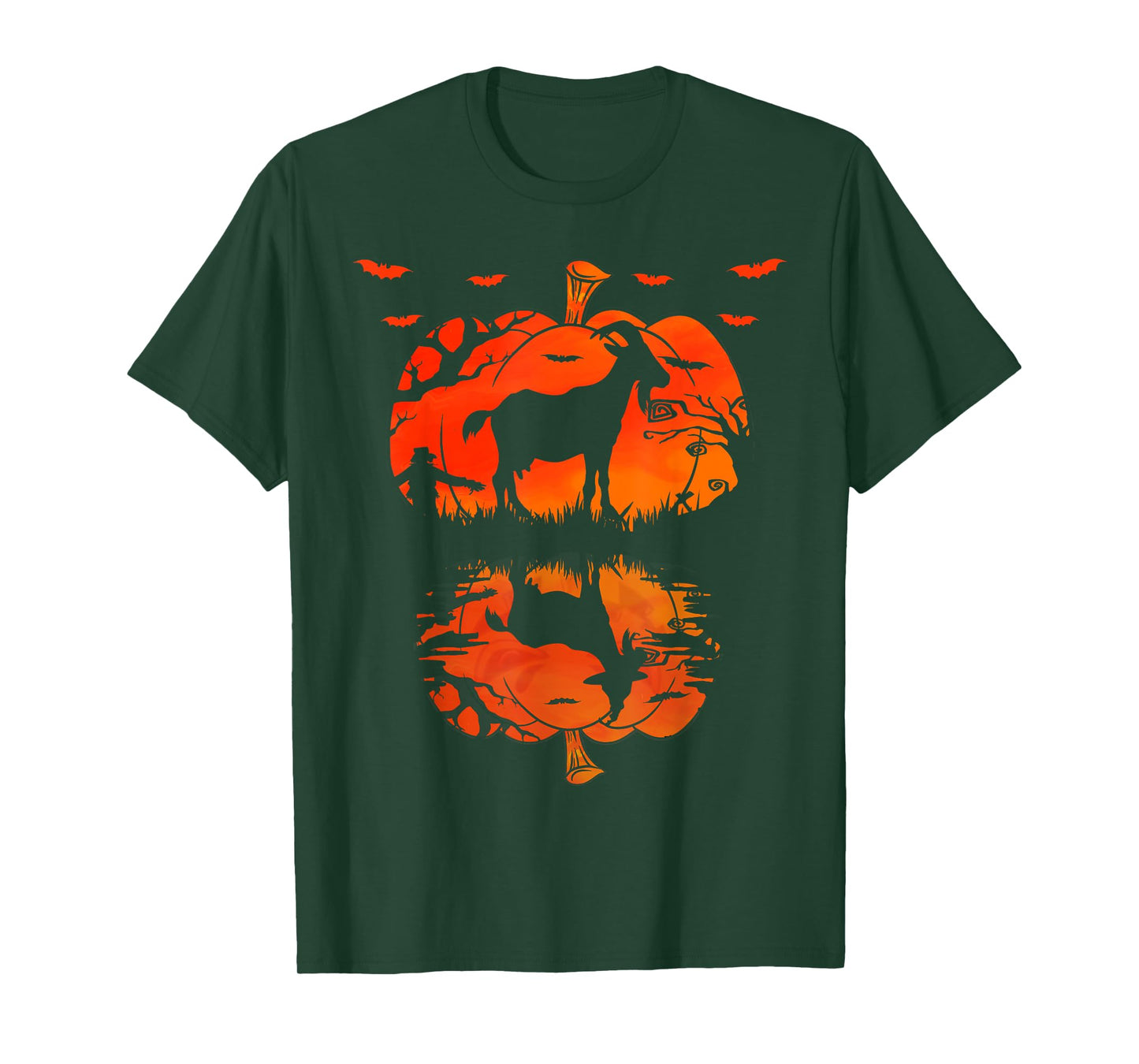 Goat Silhouette Pumpkin Halloween Funny Goat Witch T-Shirt