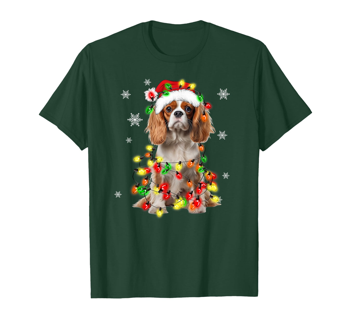 Cavalier King Charles Spaniel Dog Christmas Lights Pajama T-Shirt for Men Women Kids