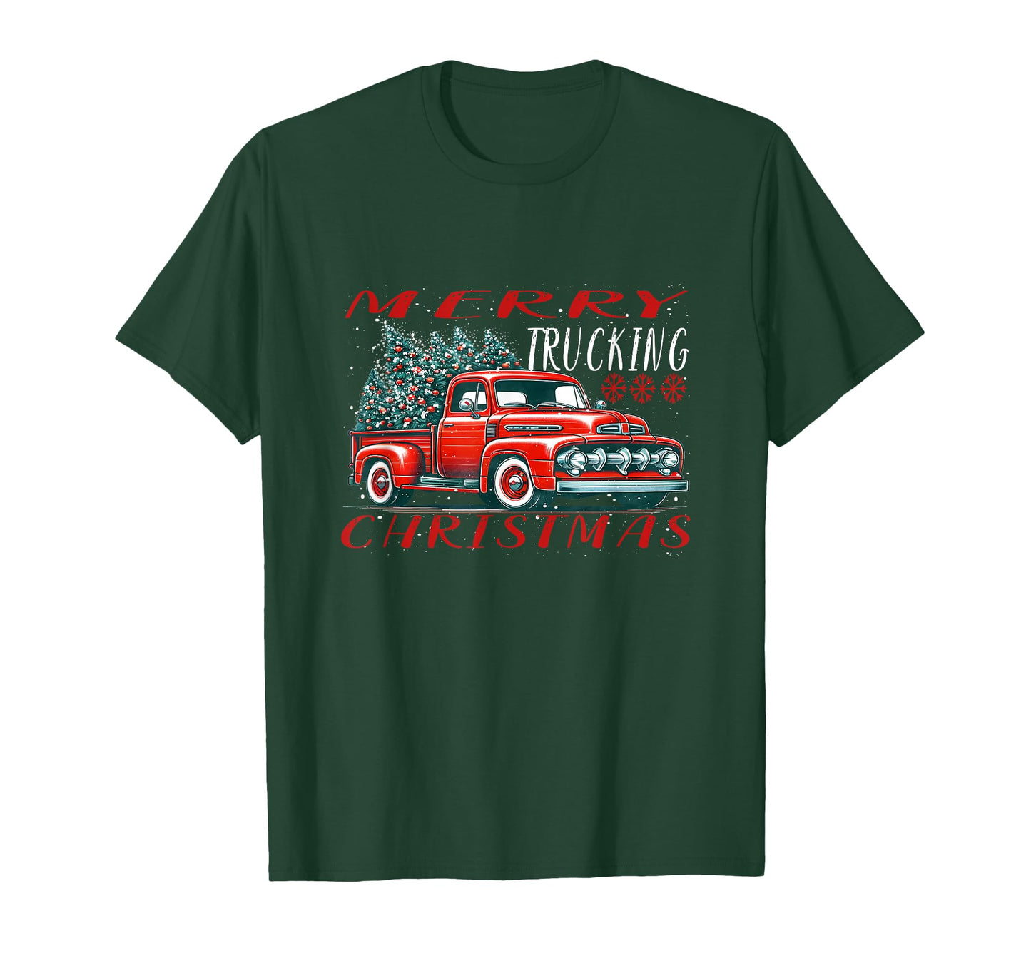 Red Retro Truck with Christmas tree T-Shirt