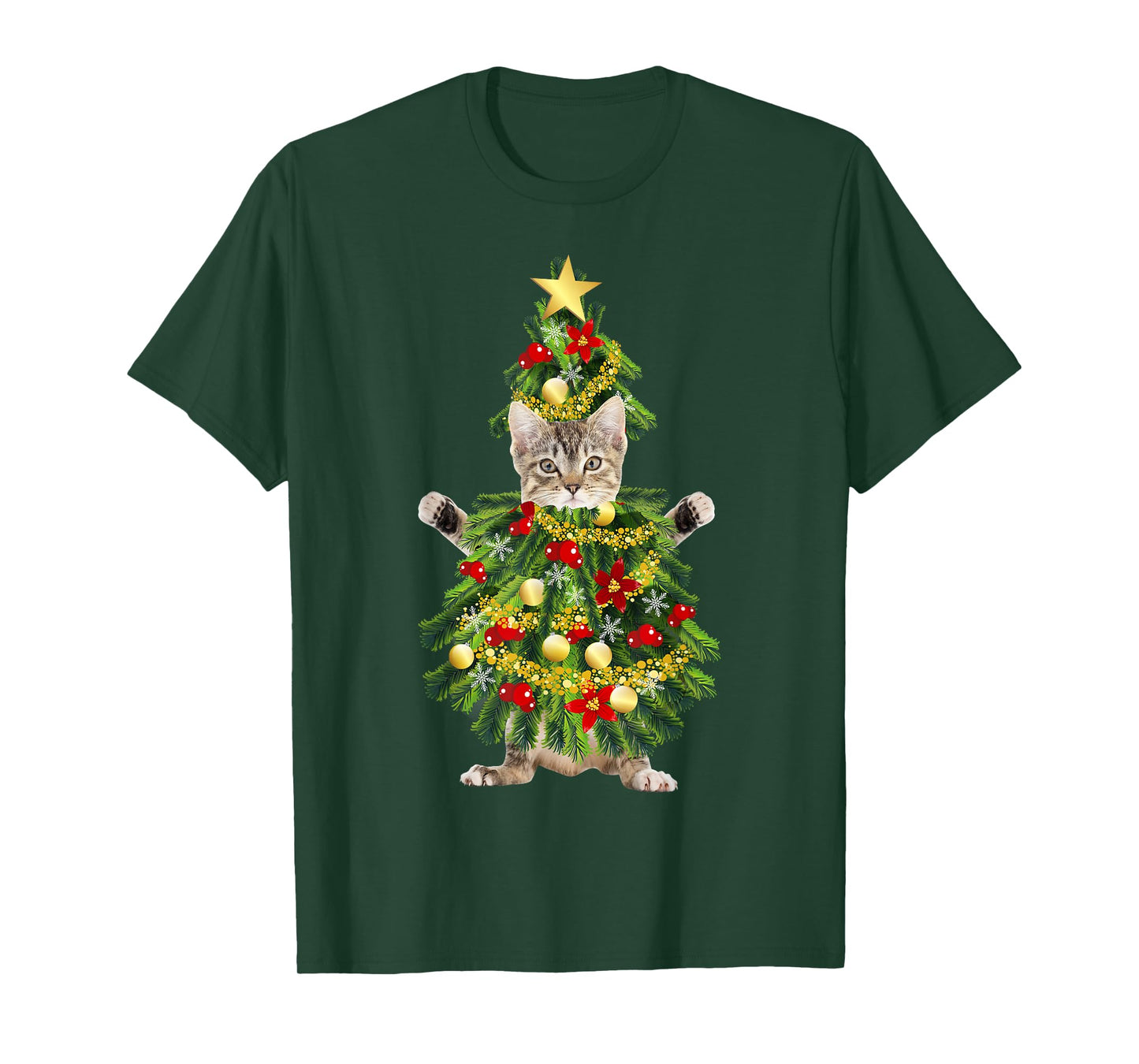 Funny Xmas Holiday Cat Christmas Tree for Cat Kitten Lovers T-Shirt for Men Women