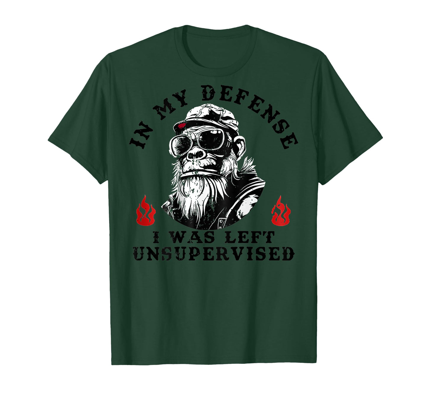 Funny Monkey In My Defense I Was Left Unsupervised (On Back) T-Shirt