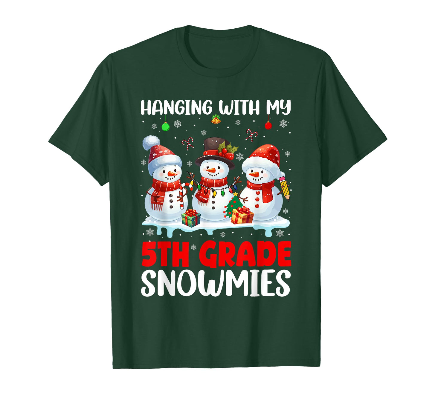 Chillin' With My 5th Grade Snowmies Xmas Teacher Students T-Shirt