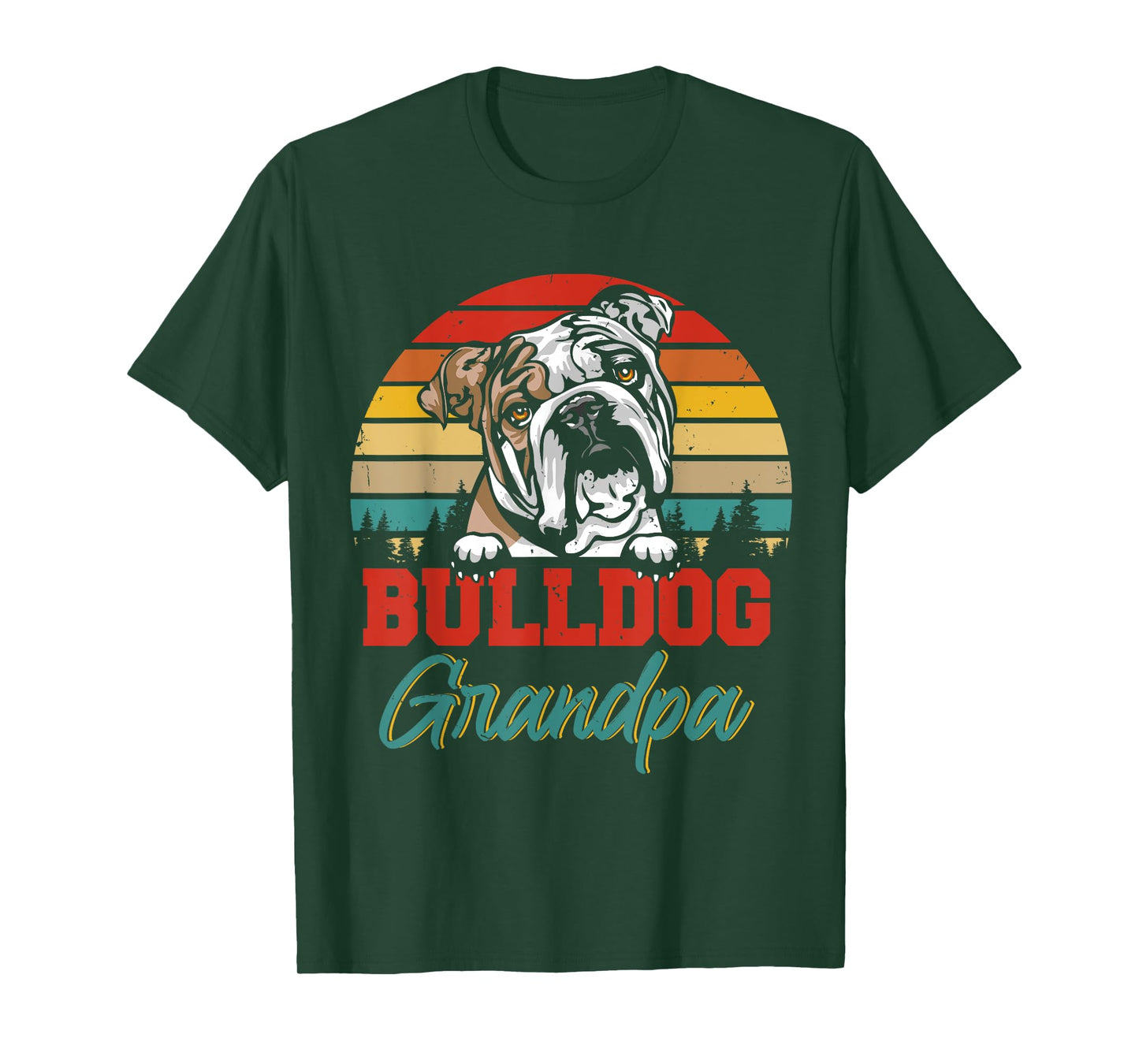 Vintage Retro Bulldog Grandpa Cool Father's Day Dog Lover T-Shirt for Men Women