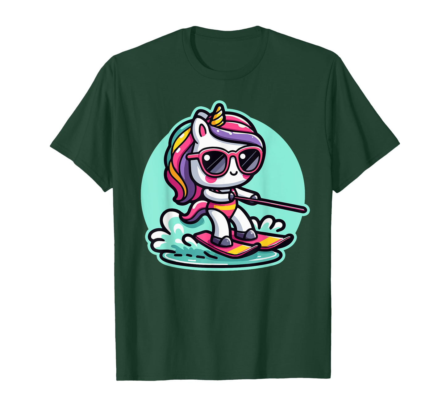 Waterski Girl Waterskier Unicorn Waterski T-Shirt