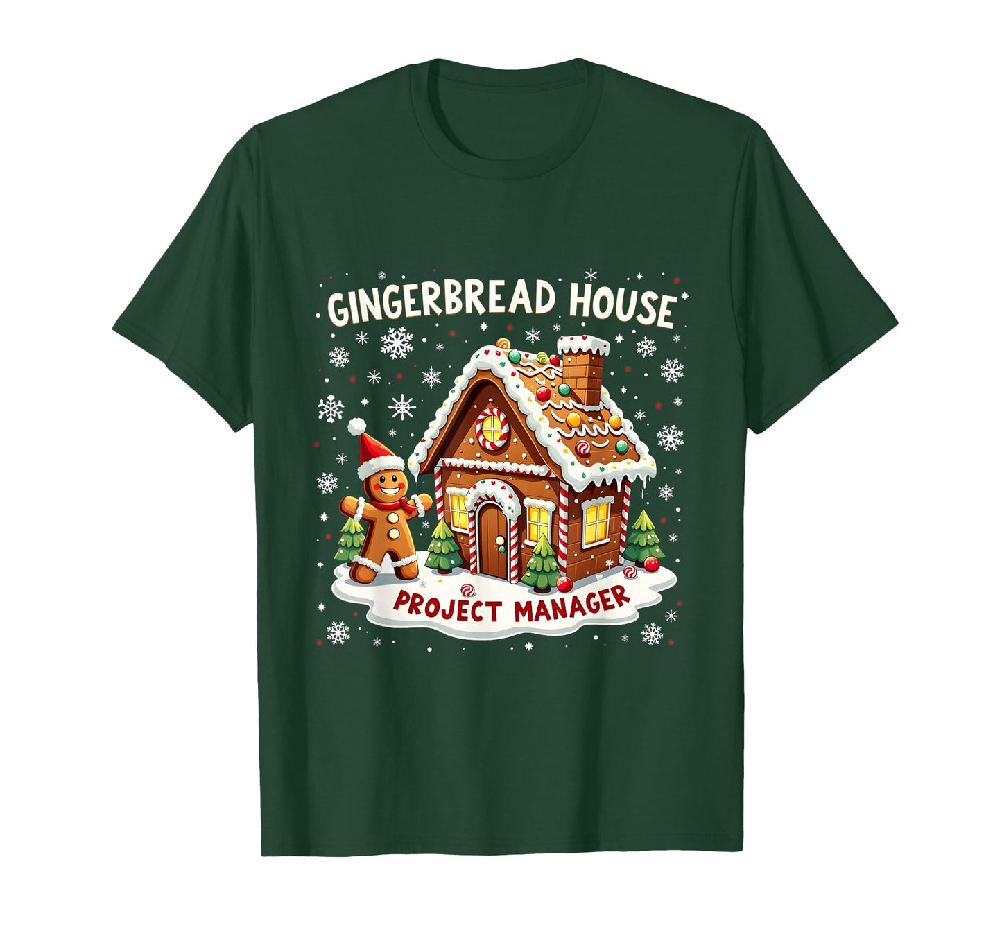 Merry Christmas Gingerbread House Project Manager Design T-Shirt