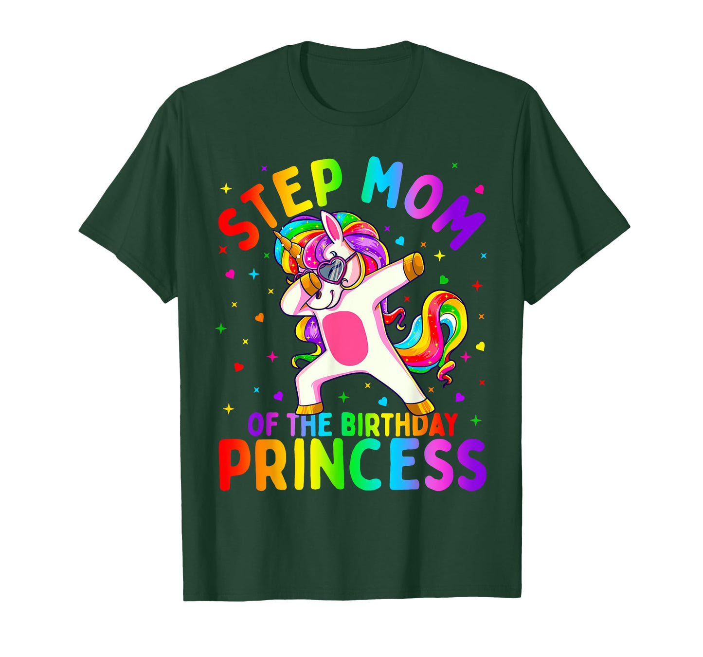 Step Mom of the Birthday Princess Girl Dabbing Unicorn T-Shirt