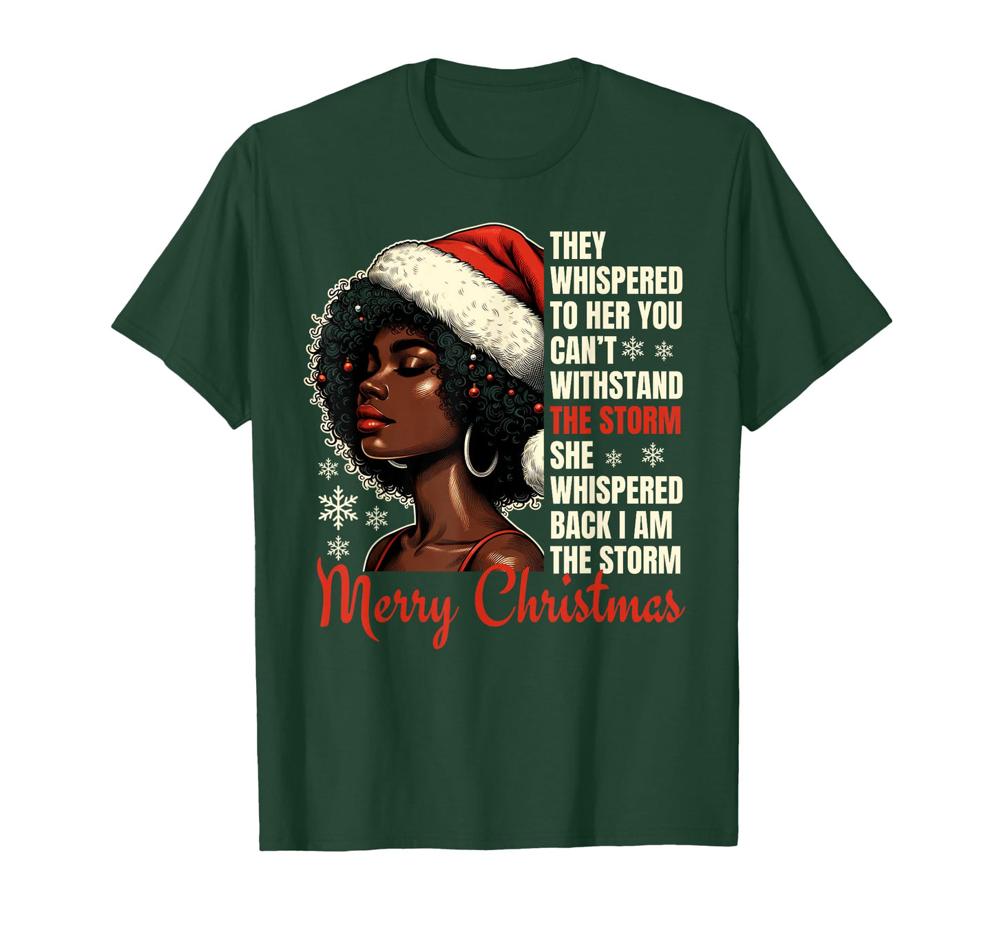 Christmas African American Black Woman Xmas Women Girls T-Shirt