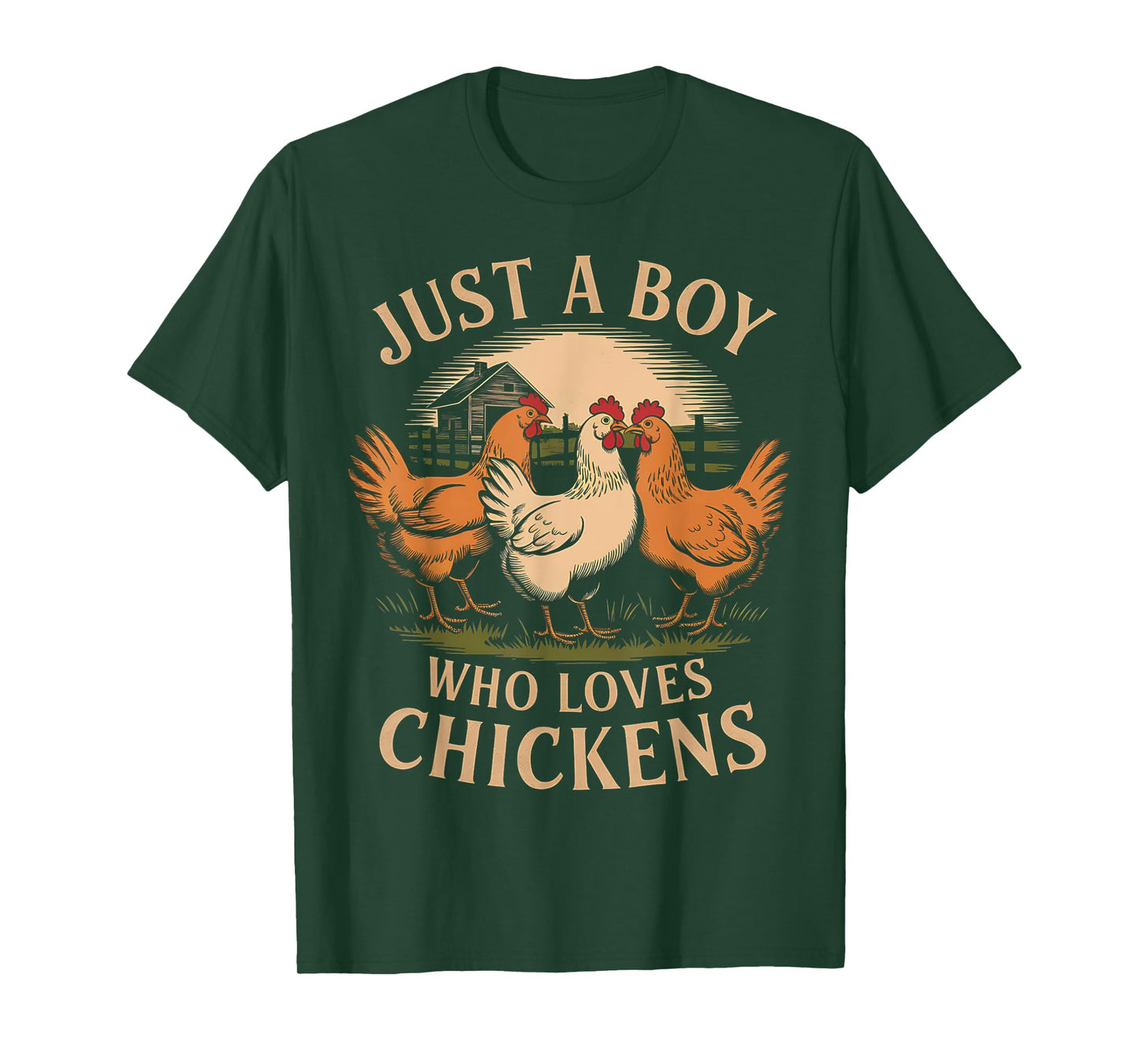 Just a Boy Who Loves Chickens Farm Life Vintage Boys Chicken T-Shirt