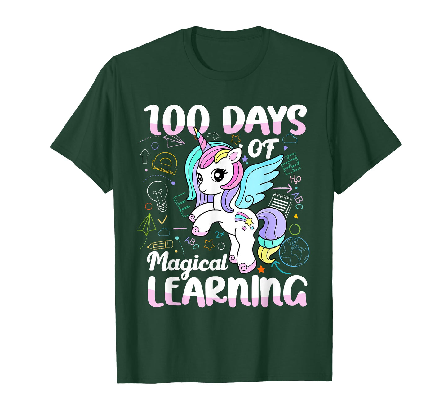 100 Days of Magical Learning Unicorn 100th Day School Girls T-Shirt