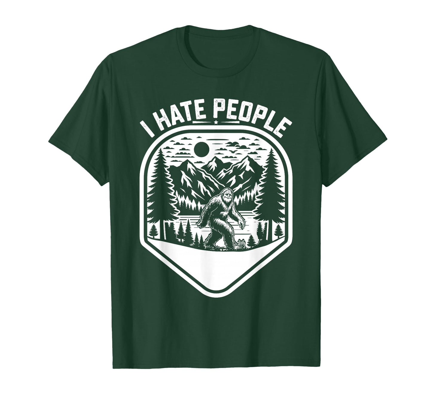 Retro Camping Bigfoot Sasquatch I Hate People Funny T-Shirt