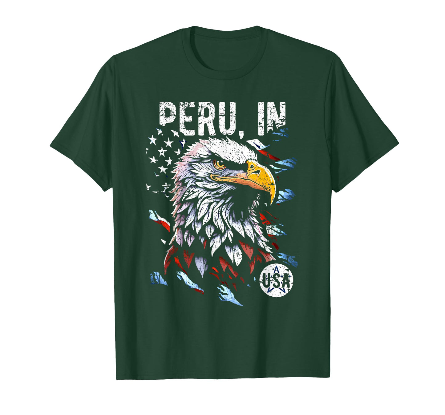 Peru IN USA Patriotic Eagle USA Flag Design T-Shirt