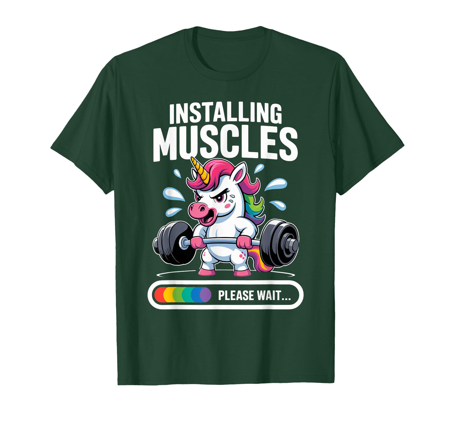 Funny Cute Unicorn Workout Gym Fitness Weightlifting T-Shirt