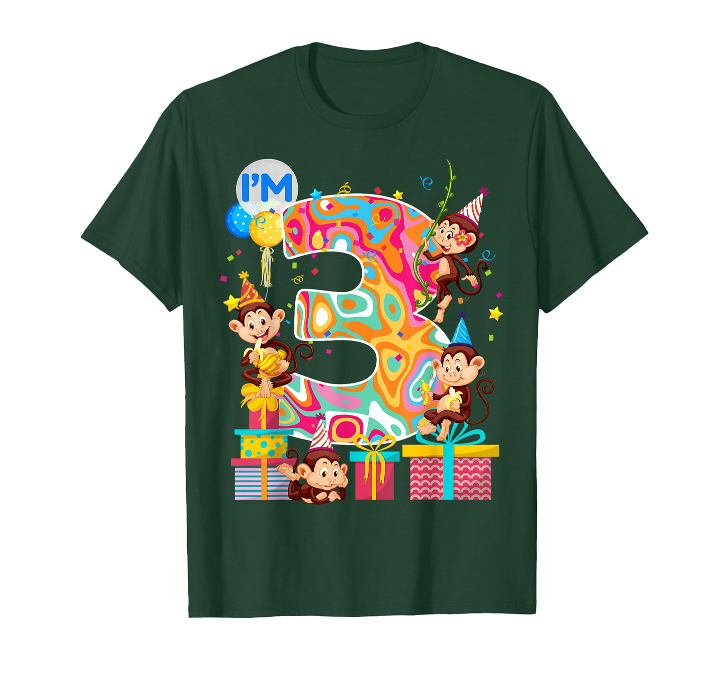 3rd B-Day Monkey Birthday Zoo Animal 3 Year Old Funny T-Shirt