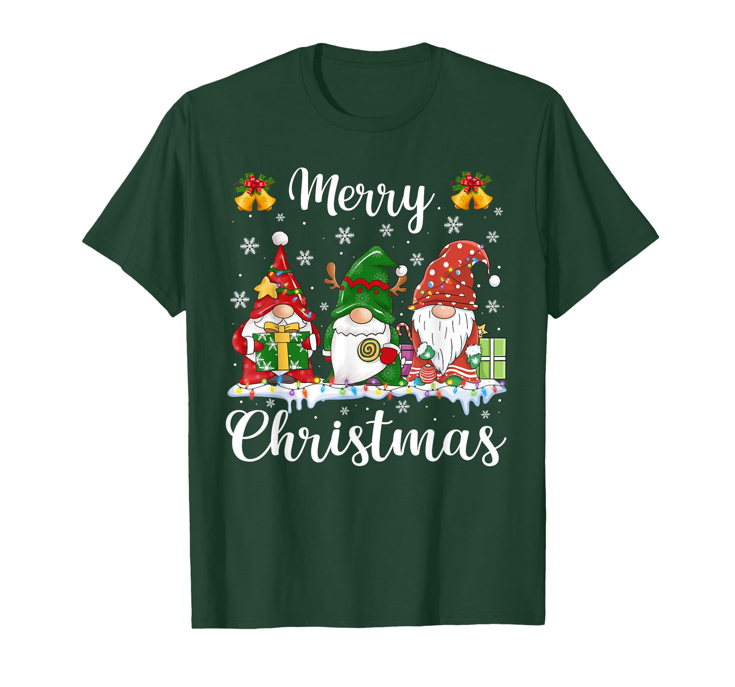 Merry Christmas Light Cute Gnomes Family Gnome Xmas Matching T-Shirt