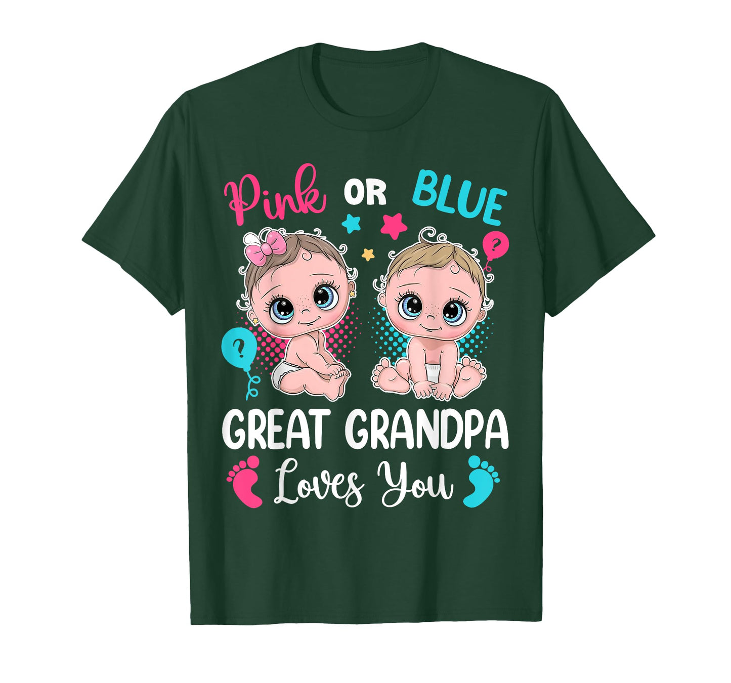 Pink Or Blue Great Grandpa Loves You Gender Reveal T-Shirt