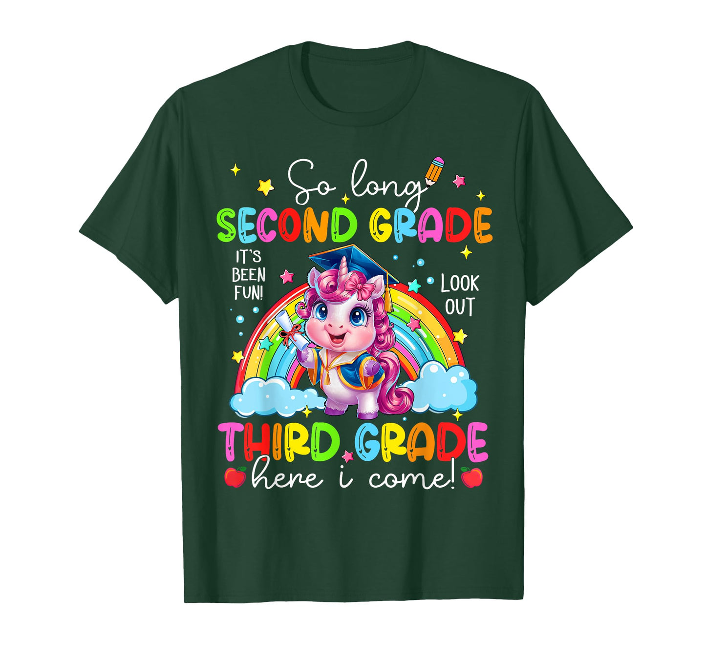 Look Out Third Grade Here I Come Unicorn Last Day Of School T-Shirt