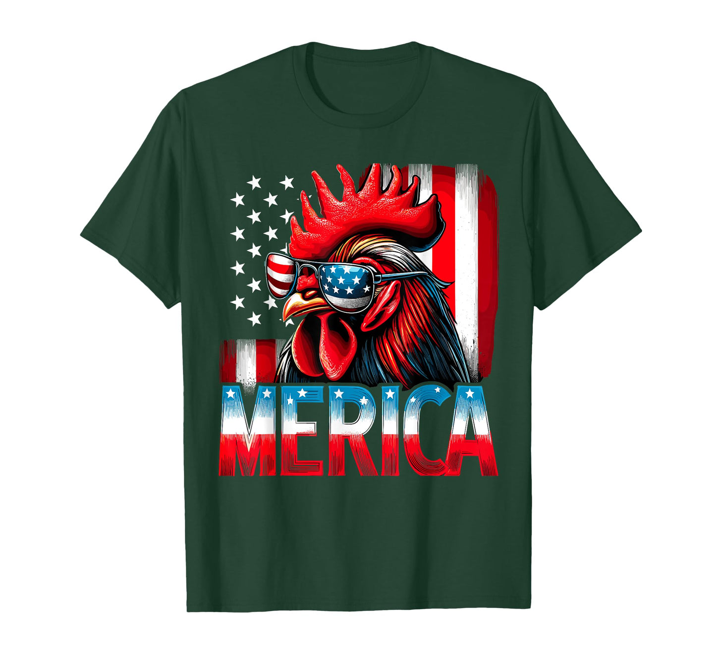 Patriotic Chicken USA Flag Merica Chicken 4th of July Women Kids Men T-Shirt