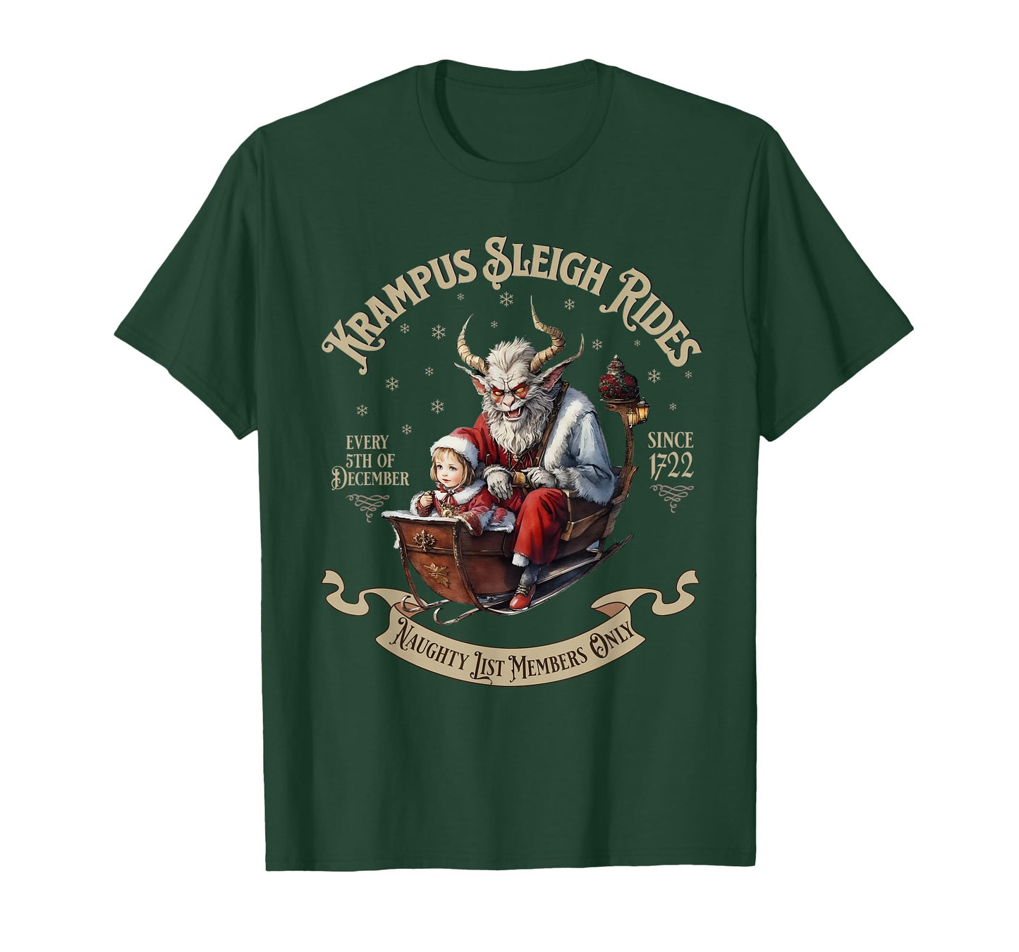 Funny Vintage Krampus Sleigh Rides Spooky Christmas Season T-Shirt
