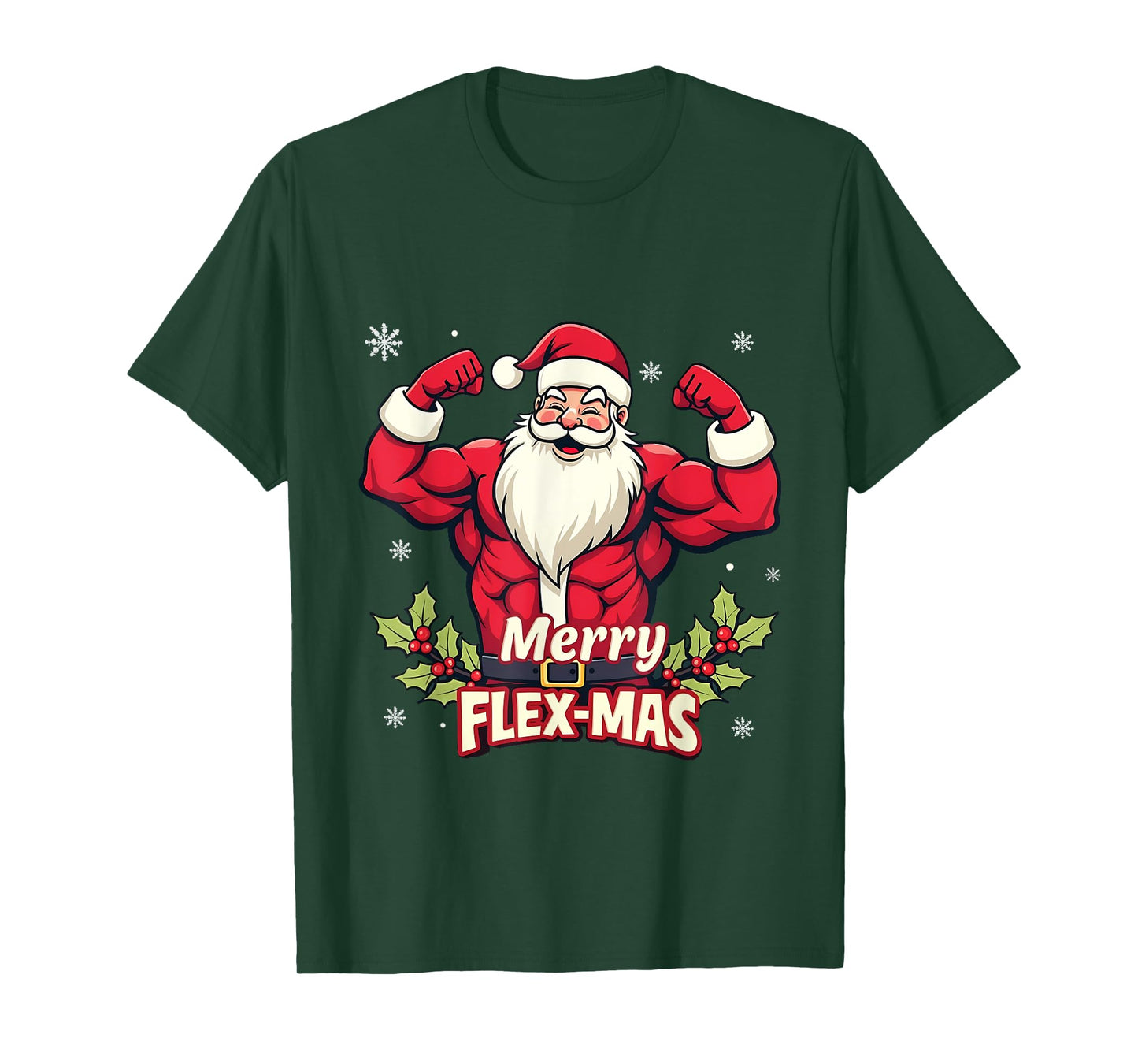 Merry Flex-Mas Muscles For Christmas Santa Fitness Gym Xmas T-Shirt
